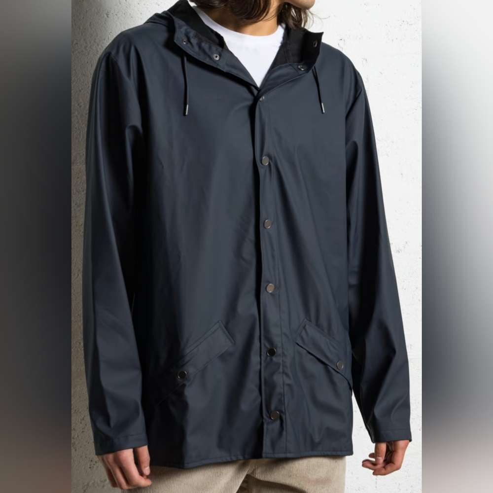 Rains Men's Navy Hooded Raincoat